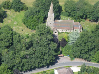 Image of a church from above